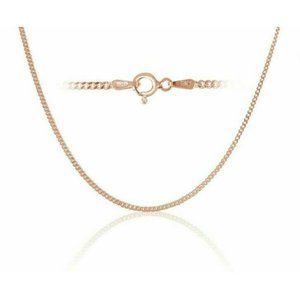 925 Sterling Silver 14K Rose Gold Plated Curb Chain Necklace 1.8MM Unise…